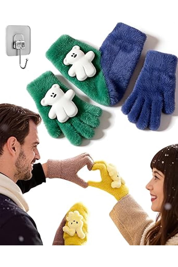 Smitten Couple Connected Hand-Holding Mittens  Two-Finger Design for Easy Phone Use, Winter Warmth & Intimacy