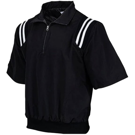 Smitty BBS324 Men's Microfiber 1/2 Sleeve Pullover Half Zipper Umpire Jacket (Black/White, X-Large)