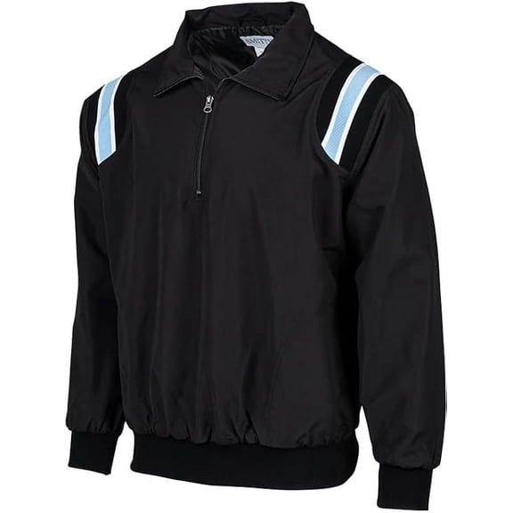 Smitty BBS320 Microfiber Pullover Half Zipper Umpire Jacket (Black/Powder, Medium)