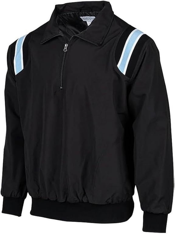 BBS320 Microfiber Pullover Half Zipper Umpire Jacket (Black/Powder, X-Large)
