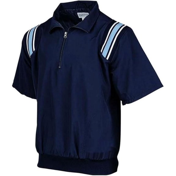 Smitty BBS324 Men's Microfiber 1/2 Sleeve Pullover Half Zipper Umpire Jacket (Navy/Powder, X-Large)