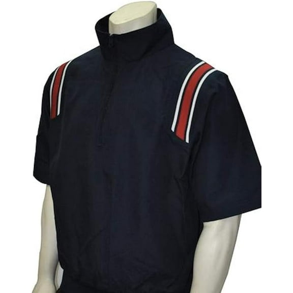 Smitty BBS324 Men's Microfiber 1/2 Sleeve Pullover Half Zipper Umpire Jacket (Navy/Red, 3X-Large)