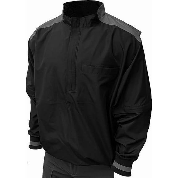 Smitty BBS340 MLB Style Half Zip Convertible Umpire Jacket (Black/Charcoal, Medium)