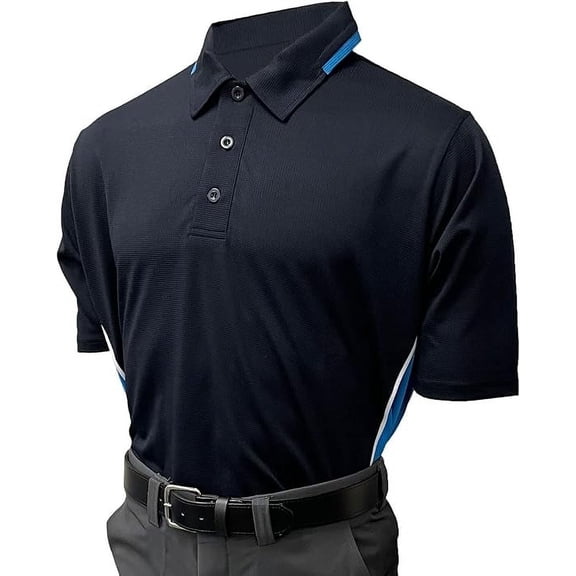 Smitty BBS345 Collegiate Softball High Performance Body Flex Short Sleeve Umpire Shirt (Midnight Navy/Bright Blue, XX-Large)