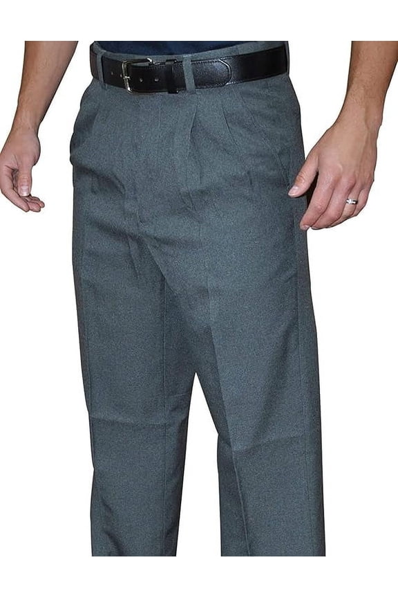 BBS376 Men's Pleated Plate Umpire Pants with Expander Waist Band (Charcoal Grey, 34)