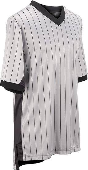 Smitty BKS206 Men's Grey Elite Performance Interlock V-Neck Basketball Referee Shirt with Black Side Panel (Large)