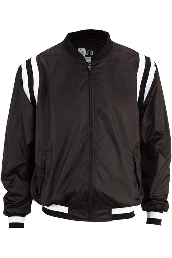 BKS227 Men's Collegiate Style Black Jacket w/ Black & White Side Insets (Small)