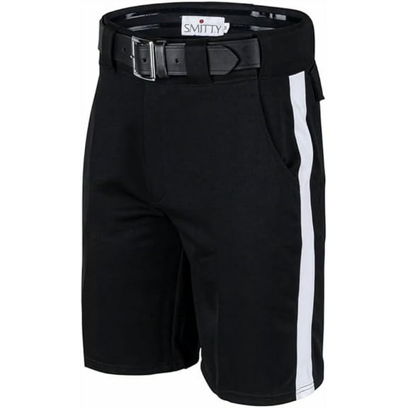 Smitty FBS181 Premium Knit Polyester Football Referee Shorts - 1 1/4" white side stripe (34)