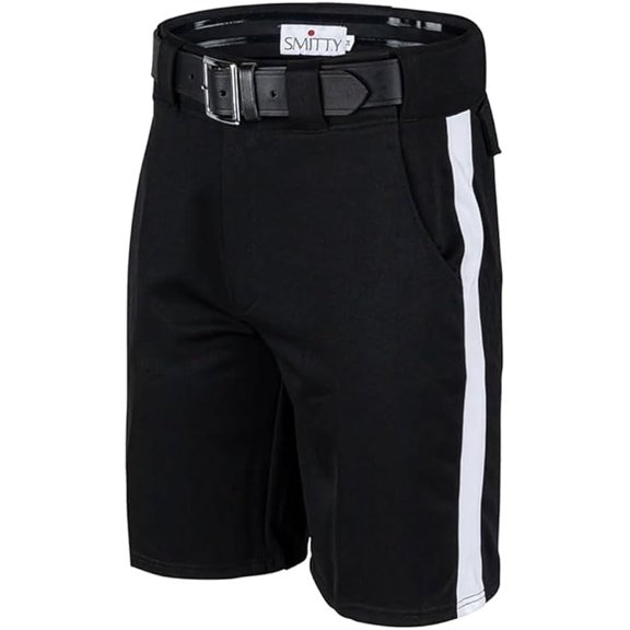 Smitty FBS181 Premium Knit Polyester Football Referee Shorts - 1 1/4" white side stripe (52)