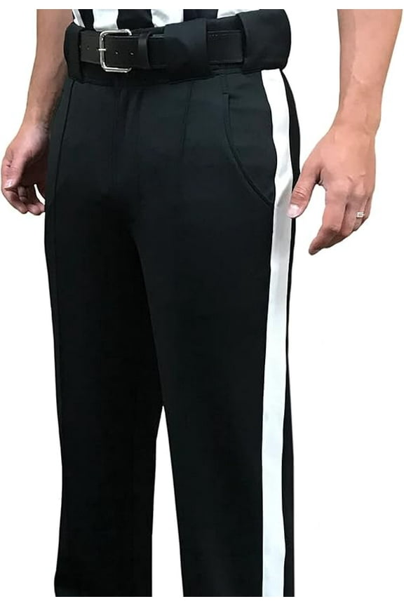 FBS185 Tapered Fit Moisture Wicking Warm Weather Football Referee Pants - 1 1/4" Side Stripe (32)