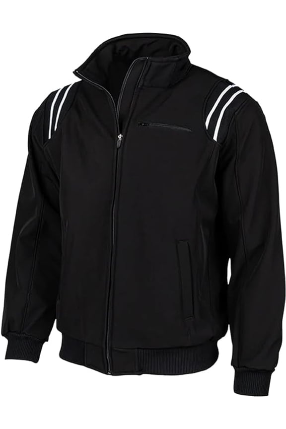 Major League Style All Weather Fleece Jacket (Black/White, Small)