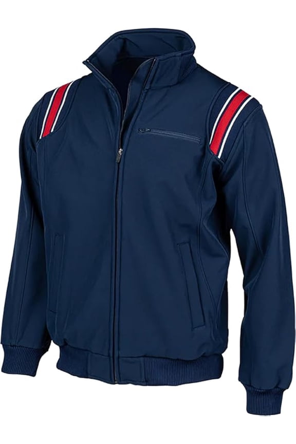 Major League Style All Weather Fleece Jacket (Navy/Red, XX-Large)