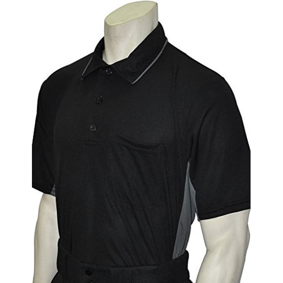 Smitty USA312 Major League Style Men's Umpire Shirt, Performance Mesh Fabric (Black/Charcoal, Large)