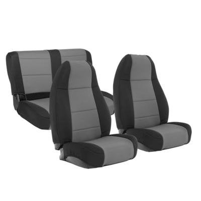 Smittybilt Black/Gray, Neoprene, Padded and Pleated, Front Rear Seat Covers, 4 Pieces