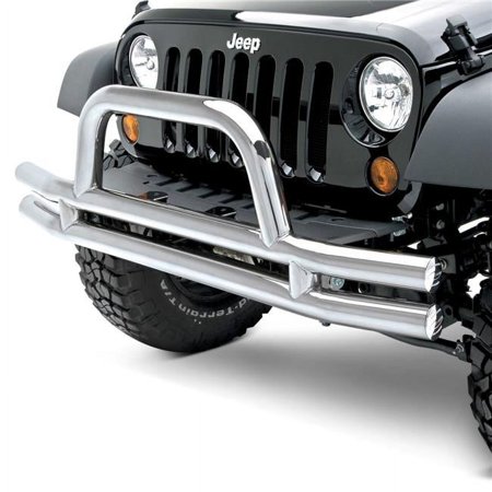 Smittybilt SMBJB44-FS Stainless Steel YJ, TJ & LJ Front Tubular Bumper with Hoop for 1976-2006 Jeep CJ & Wrangler