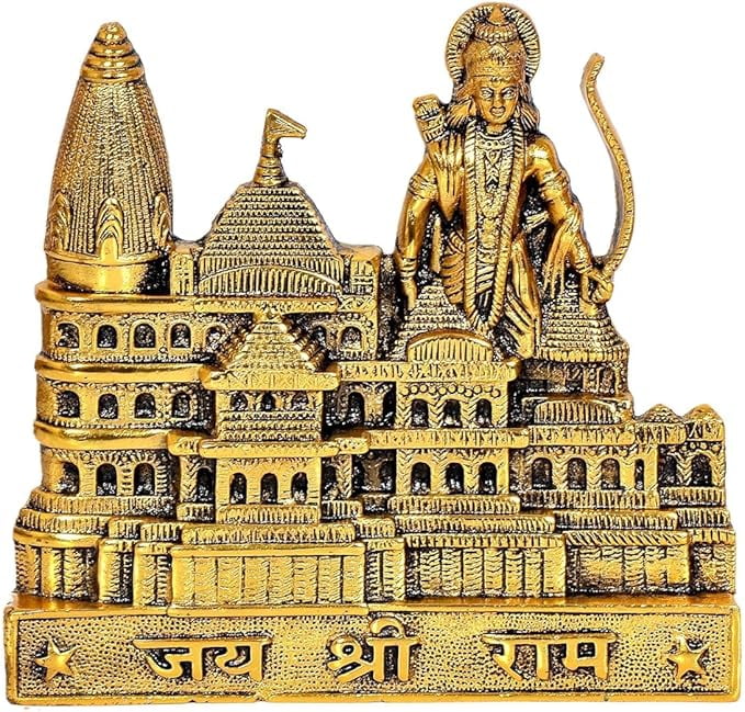 Smizzy Metal Ram Mandir Ayodhya Architecture Model (8x8 Inch) Hanging