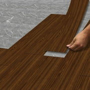 Smke 1Pack Wood Look Peel And Stick Floor Tiles Wood Grain Textured Flooring Waterproof Dark Floor Sticker For Bedroom Living Room Kitchen Rv Basements Self Adhesive Vinyl Plank,Pvc Flooring
