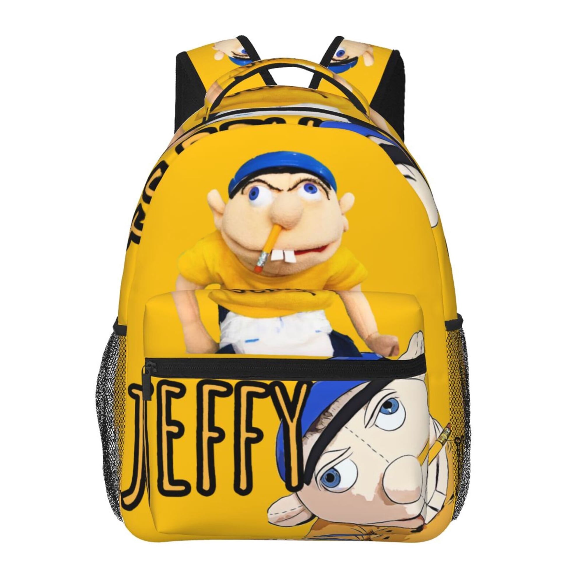 Woodyotime Unisex Large Capacity Backpack Cartoon Design Polyester School Bag, Yellow