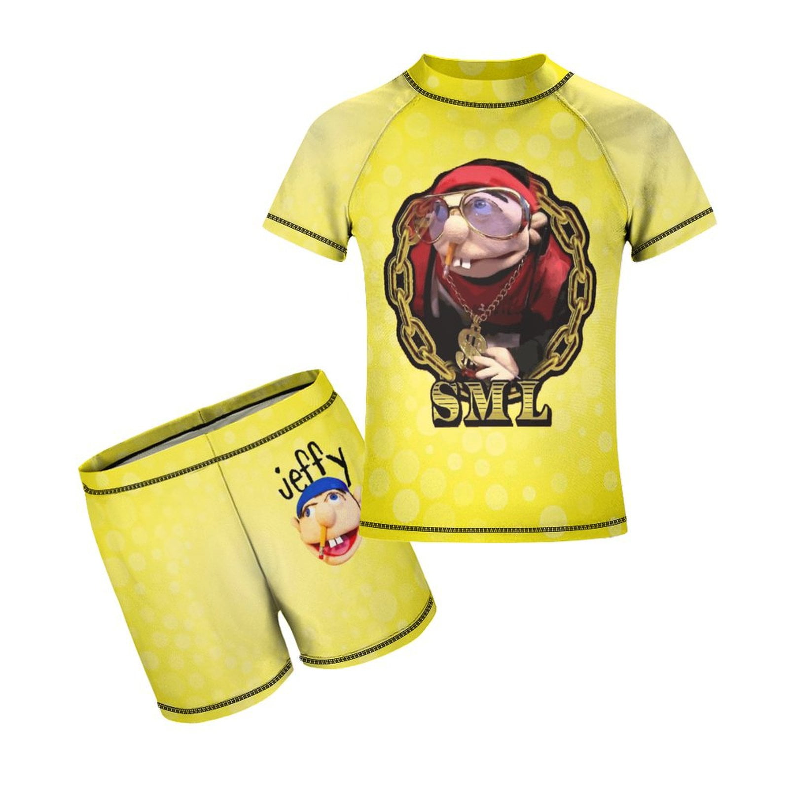 Sml Jeffy Sml Jeffy Sml Jeffy Boys 2-Piece Swimsuit Set, Short Sleeve ...