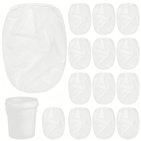 Smlper 15 Pcs 19.5 x 15.5 inches 5 Gallon Paint Strainer Bags Regular Fine Mesh, Elastic Top Bag Strainers for Use with Paint Sprayers (White)