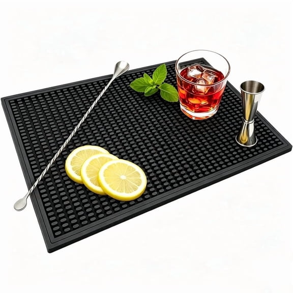 Smlper 18" X 12" Bar Mat, Premium Rubber Bar Mats for Countertop, Non-slip Dish Drying Pad & Bartender Mat with for Fast Drying, Ideal Bar Tools for Home Bar, Cocktail Set, And Kitchen Use