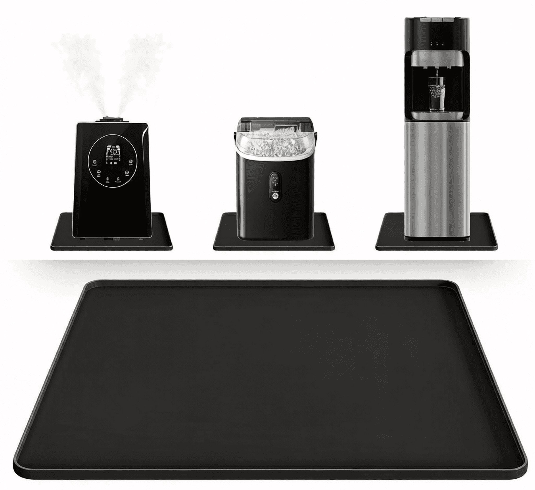 Smlper 19.7 x 19.7 Inch Water Cooler Mat, Soft Silicone Mat with Raised Edges, Waterproof Silicone Tray to Prevent Leak & Floor Damage, Anti-Slip Pad for Mini Fridge, Humidifier, Ice Maker, Black