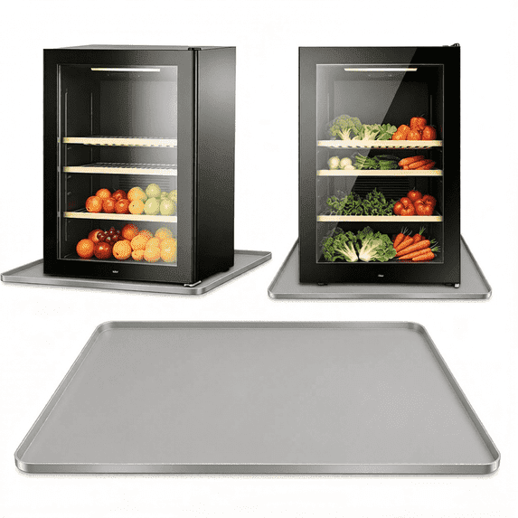 Smlper 19.7 "x 19.7" x 0.5" Mini Fridge Silicone Mat, Fridge Drip Tray Concave And Convex Design Is Leak-Proof and Non-Slip Perfectly Compatible with Washer, Dryer, Wine Cooler, Dishwasher Ect(Gray)
