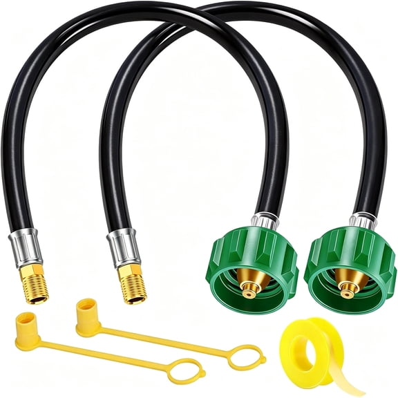 Smlper 2 Pack 15" RV Propane Hose with 1/4" Male NPT & Qcc1/Typel, Propane Hose - RV Propane Regulator 2 Tank Hoses, RV Propane Tank Hose for Camper, Trailer, BBQ Grill, Outdoor Cooking & Camping