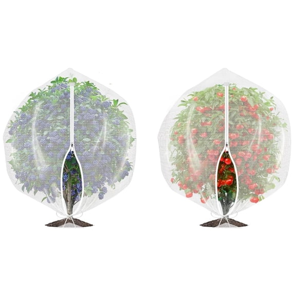 Smlper 2 Pack Fruit Tree Blueberry Bush Netting Cover, Reusable Bird Netting for Garden Protection with Zipper & Drawstring, Shrubs Tomato Strawberry Plant Bushes Protector(3.4Ft x 2.3Ft )