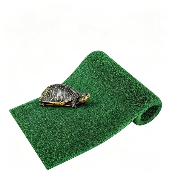 Smlper 23.62" x 15.75" Artificial Grass Turtle Basking Ramp, Simulation Turf Lawn Reptile Terrace, Aquarium Resting Platform for Turtles