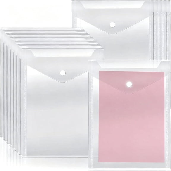 Smlper 24 Pack 7 x 9.4 inch Large Clear Die & Stamp Storage Bag, Transparent Plastic Folders for Cutting Dies, Stencil, Embossing Crafts, for DIY Scrapbooking, Paper Card Craft Organizer Holder