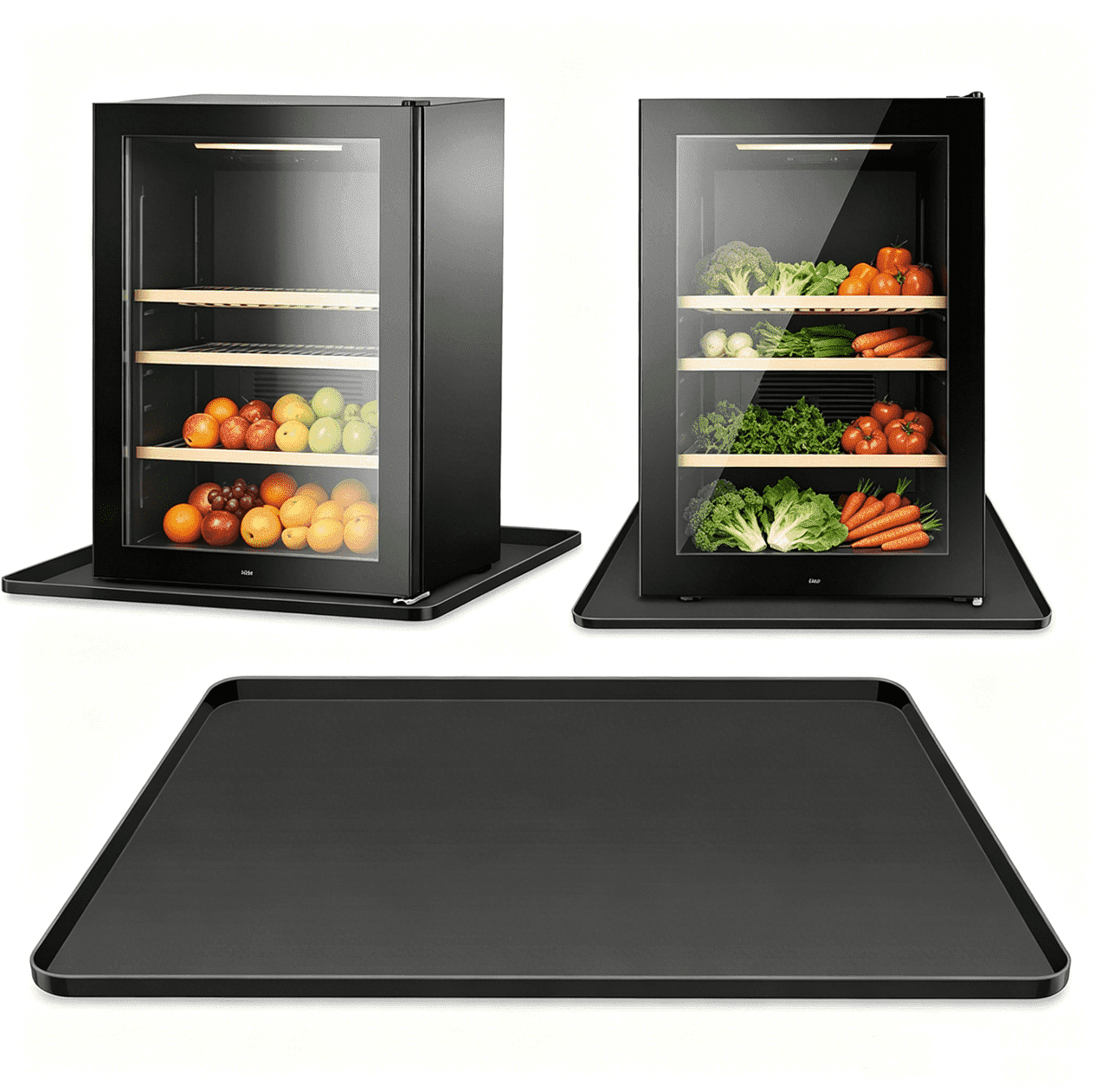 Smlper 24'' x 24'' x 0.5'' Mini Fridge Silicone Mat, Fridge Drip Tray Concave And Convex Design Is Leak-Proof and Non-Slip Perfectly Compatible with Washer, Dryer, Wine Cooler, Dishwasher Ect(Black)