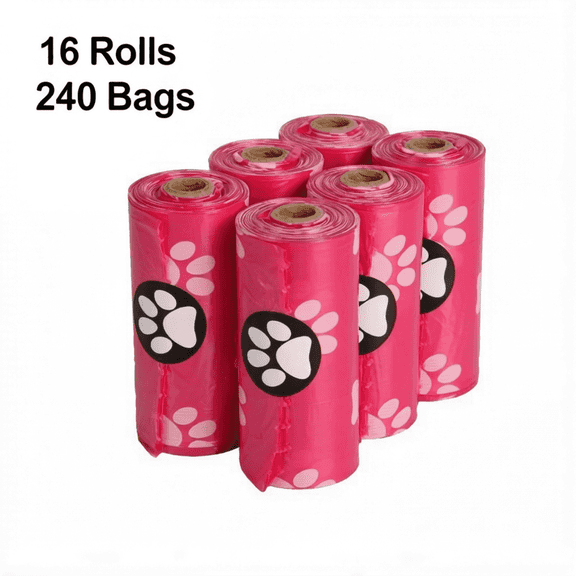 Smlper 240 Counts 13 x 9 in Biodegradable Dog Poo Bags, 16 Volumes, Corn Starch Blended Compostable Bag, Extra Thick Strong Leak Proof Waste Bag for Dogs and Cats, Pink