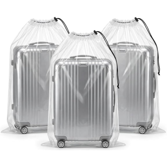 Smlper 3 Pack 59 x 47 Inch Extra Large Clear Drawstring Plastic Bags, Storage Bags Luggage Suitcase Dustproof Reusable Organizer Dust Covers(Clear)