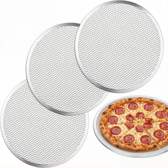 Smlper 3 Pcs 12 Inch Pizza Screen, Pizza Pan for Oven, Nonstick Pizza Tray for Oven, Dishwasher Safe & Microwave Safe, Easy-to-Clean for Daily Baking & Family Meals