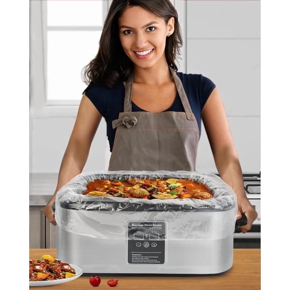 Smlper 12 Pack 34 x 18 Inch Electric Roaster Liners, Disposable Plastic Cooking Bags for 16, 18, 22 Quart Roasters, Up to 350° F, High Temperature Resistant Stew Cooking Bags, Food Grade Nylon