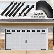 Smlper 38PCS Black Magnetic Garage Door Decoration Kit for Iron Door, Include Faux Windows Hinges and HandlesClassics Style