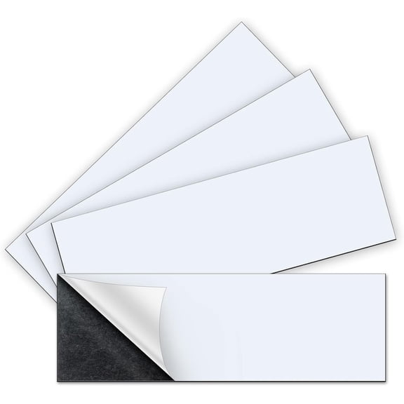 Smlper 4 Pack 12"x 4" Bumper Sticker Magnets, Flexible Magnetic Bumper Sticker Sheet with Self Adhesive, Turn Any Decal Into a Magnet
