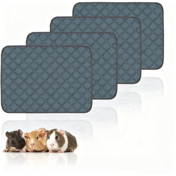 Smlper 4 Pack 24" x 18" Guinea Pig Cage Liners, Washable, Super Absorbent Guinea Pig Bedding, Waterproof & Reusable Guinea Pig Pee Pads, Anti Slip Mat for Small Animals, Rabbit, Hamster(Dark Grey)