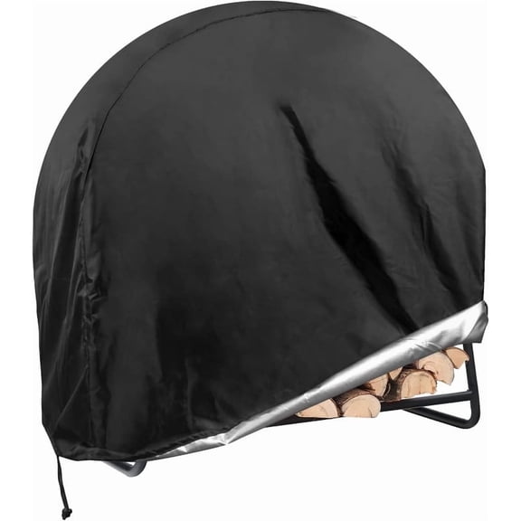 Smlper 40 Inch Round Fire Wood Hoop Cover, Outdoor Waterproof Resistant Log Holder Cover, Fit for 30"/ 36"/ 40"Hoop Rack (Black, 40"x 41"x 24")
