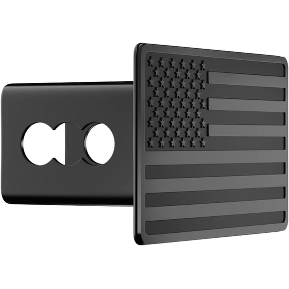 Smlper 5" x 3" Trailer Hitch Cover for 2 Inch Receivers, Heavy Metal American Flag Hitch Cover for Trucks Accessories(Black)