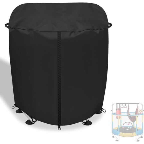 Smlper 57" Round Kids Trampoline Cover, Waterproof Heavy Duty 420D Oxford Cloth, Weather-Resistant Round Trampolines Cover, UV Resistant Windproof Outdoor Toddler Trampoline Covers(Black)