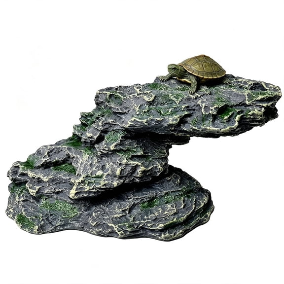 Smlper 6" x 2.7" x 2.7" Turtle Basking Platform, Reptile Rock Dock with Climbing Ramp, Shale Resting Terrace Aquarium Ornament, Stone Landscaping Decoration for Baby Tortoises, Frogs, Newts