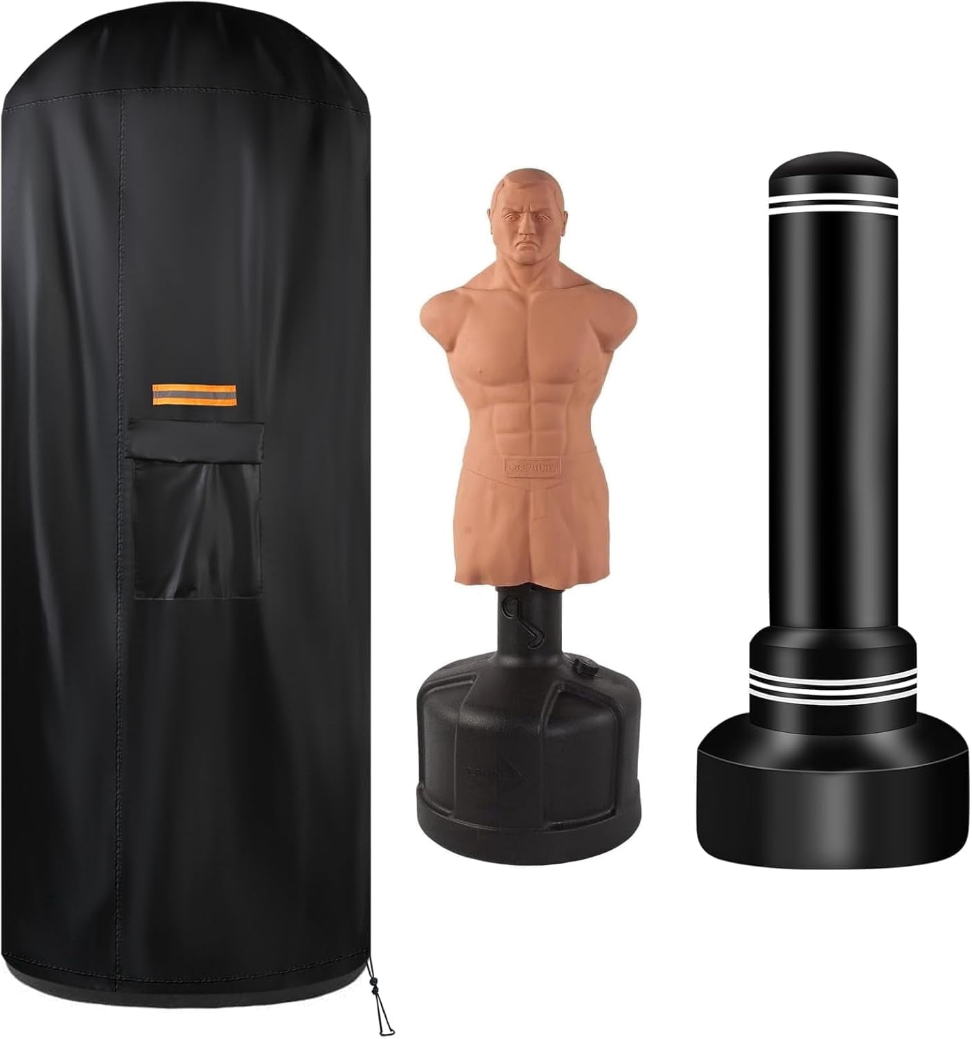 Smlper 70" x 28" 420D Oxford Free Standing Punching Bag Cover, Reflective Thicker Handle, Waterproof Zipper, Full Protector for Dummy Boxing Bag(Black)