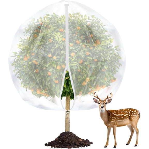Smlper Fruit Tree Netting with Drawstring - With 6' x 5.3' Zipper & Drawstring Protection for Fruit Trees, Garden Bird Netting Covers for Blueberry Bush, Tomato, Cherry, Bug Plant Protection