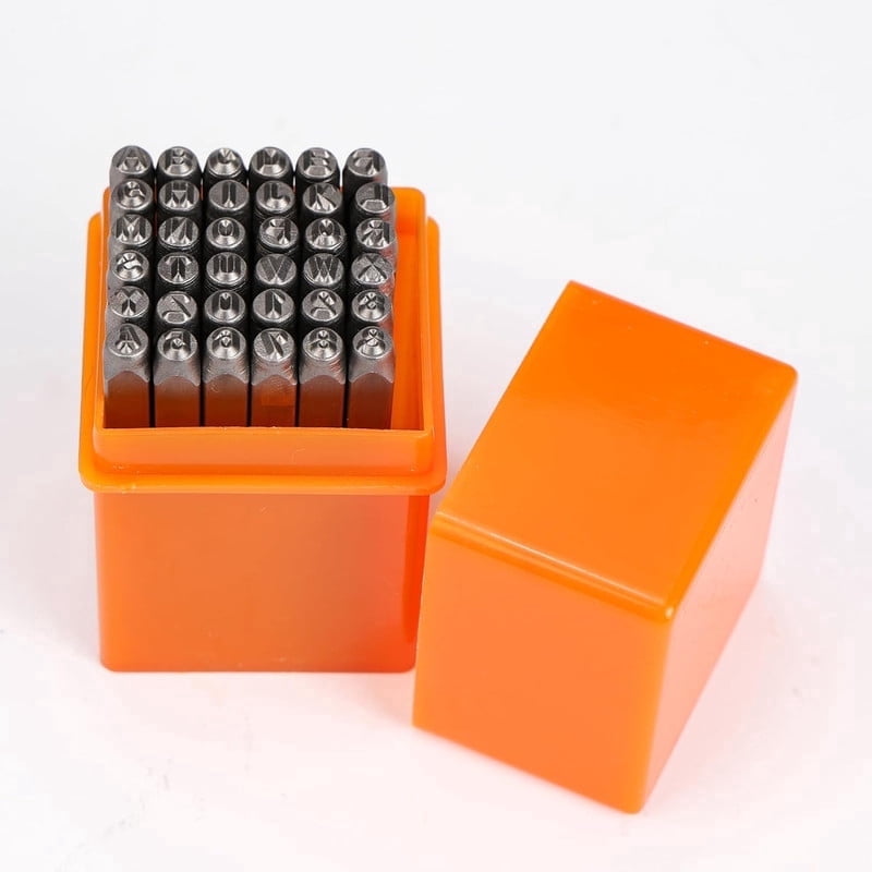 Smlper Professional 36 Pack Steel Metal Stamp Set, (1/4”) 6mm Steel Number and Letter Punch Set, Alloy Steel Made HRC 58-62 for Jewelry Craft Stamping