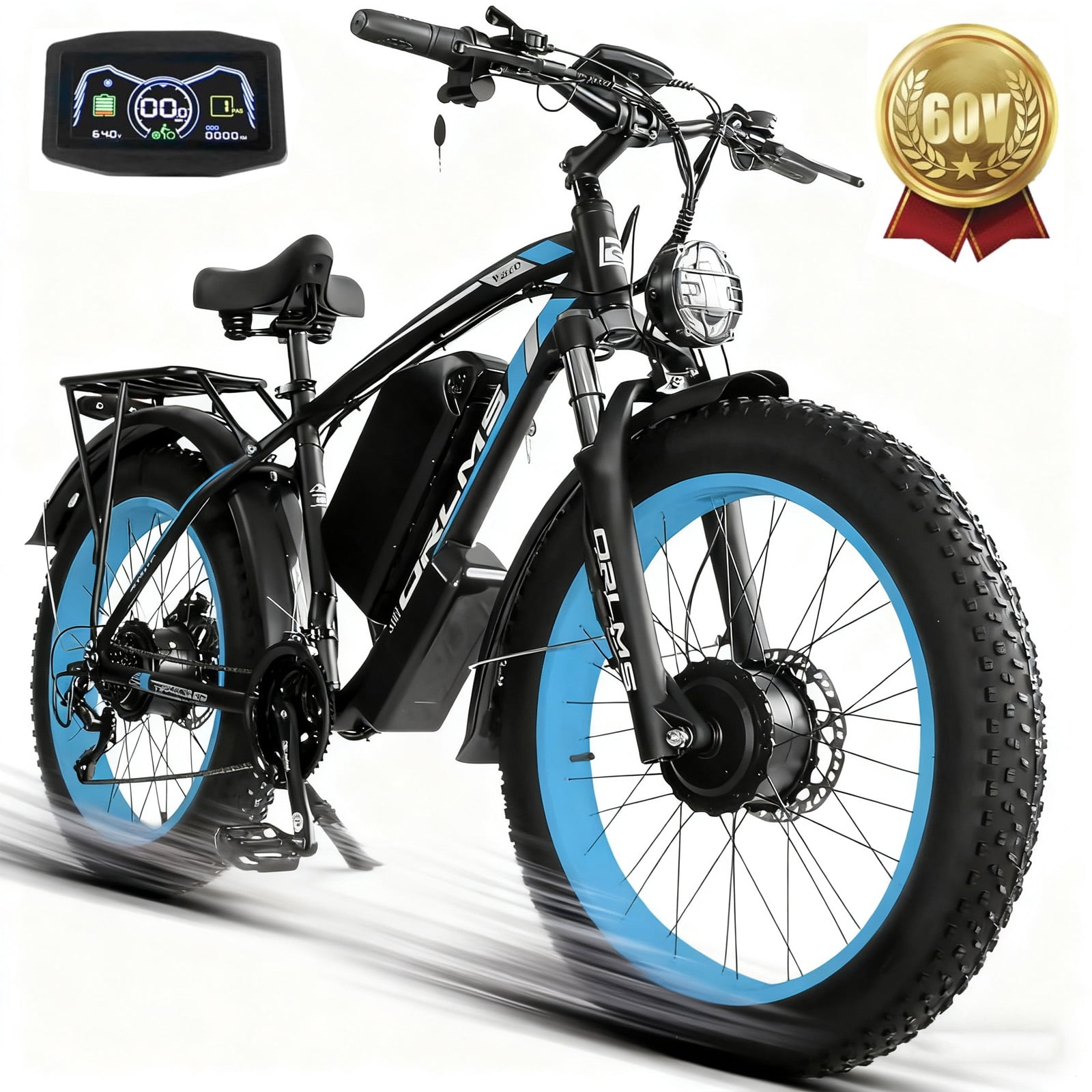 5000W Peak Dual Motor AWD Electric Bike, 60V 25AH 21-Speeds 45MPH 26" Fat  Tire Mountain Snow E Dirt Bicycle - Walmart.com