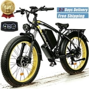6000W Peak Dual Motor Ebike, 60V 25AH AWD Electric Bicycle, 21-Speeds 45MPH 26" Fat Tire Mountain Snow E Dirt Bike for Adults