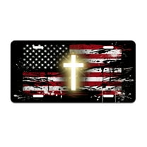 Smoaffly American Flag Jesus Cross Grunge License Plate Decorative Car Front, Metal Car Plate, License Plate, Vanity Tag, Aluminum Novelty License Plate for Men/Women/Boy/Girls Car 6×12 Inch