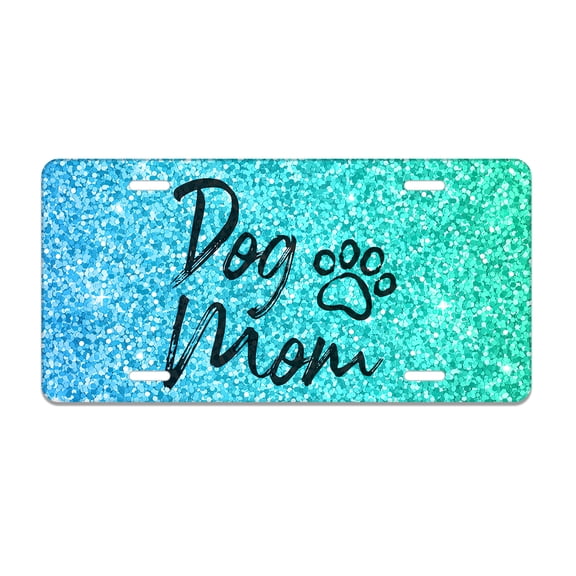 Smoaffly Bling Dog Mom License Plate Decorative Car Front, Metal Car Plate, License Plate, Vanity Tag, Aluminum Novelty License Plate for Men/Women/Boy/Girls Car 6×12 Inch